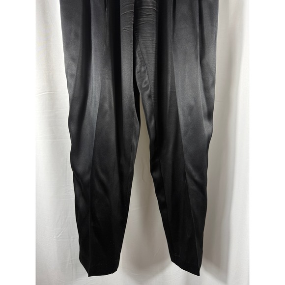 Pappagallo Vintage Black 100% Silk Pleated Dress Pants High Waist Size 4 - Picture 3 of 7